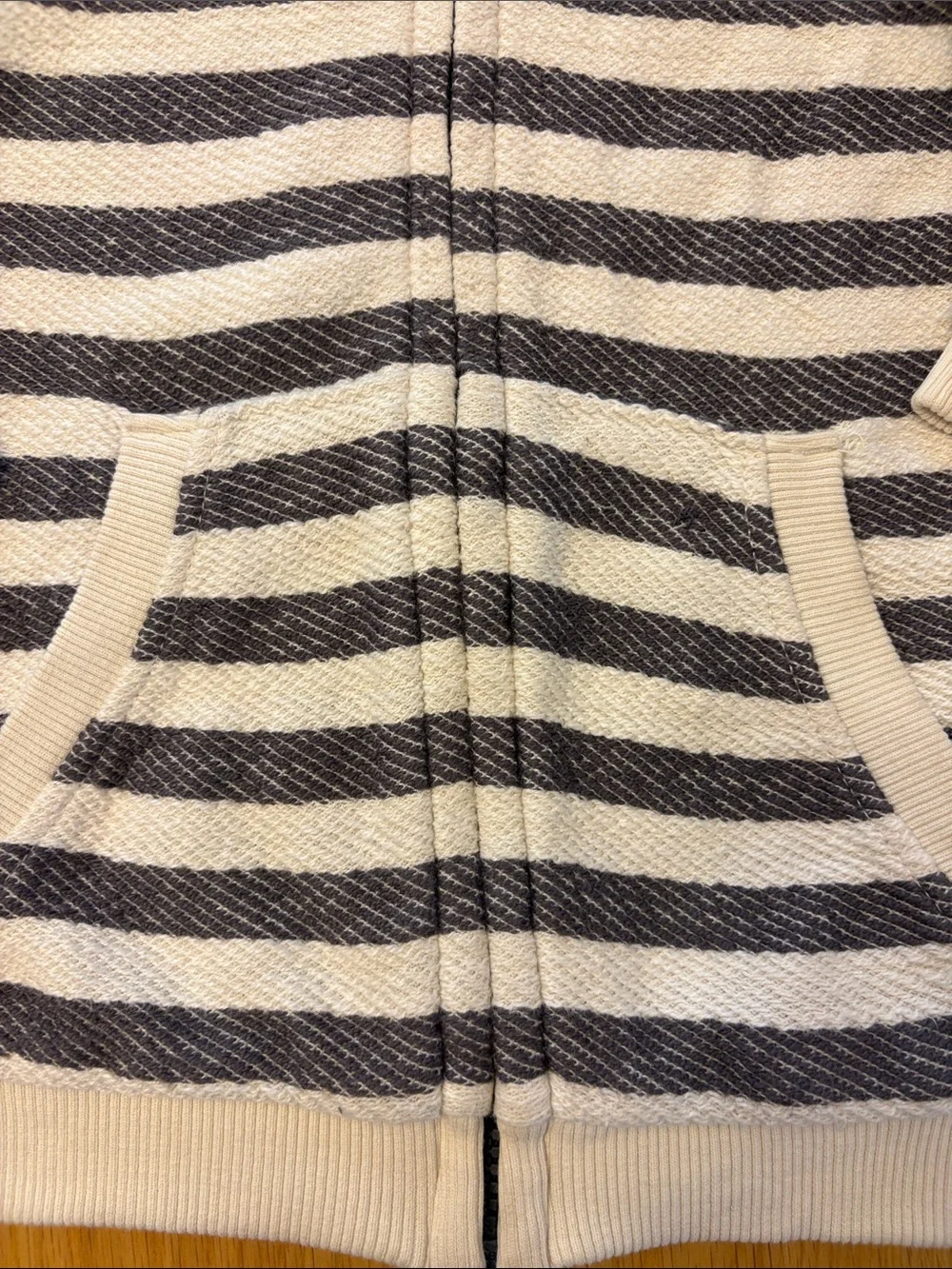 Kids Striped Hooded Zip Jacket - Cream & Brown Age 5-6 years